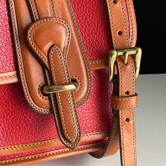 Dooney & Bourke Red Brown Leather Mini Binoculars Equestrian Crossbody Bag - Picture 7 of 16